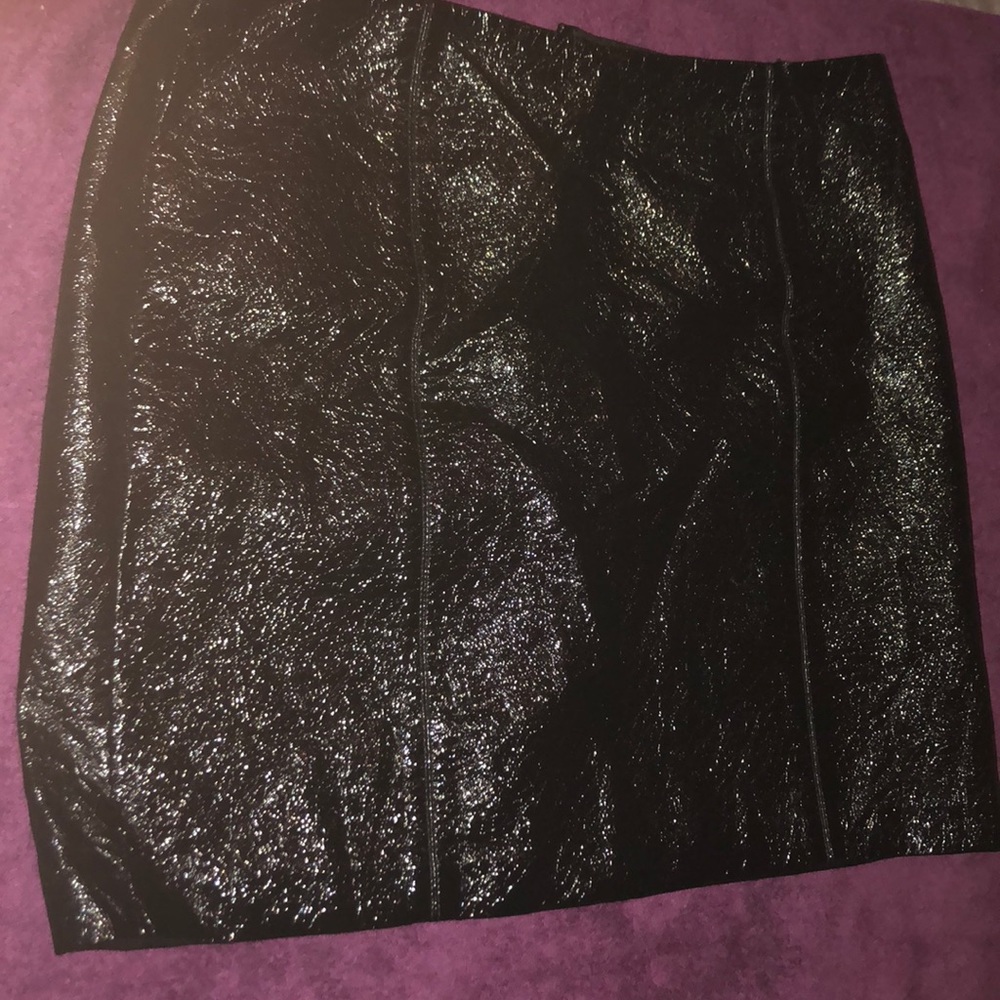 H&M black patent leather mini skirt. Never worn.